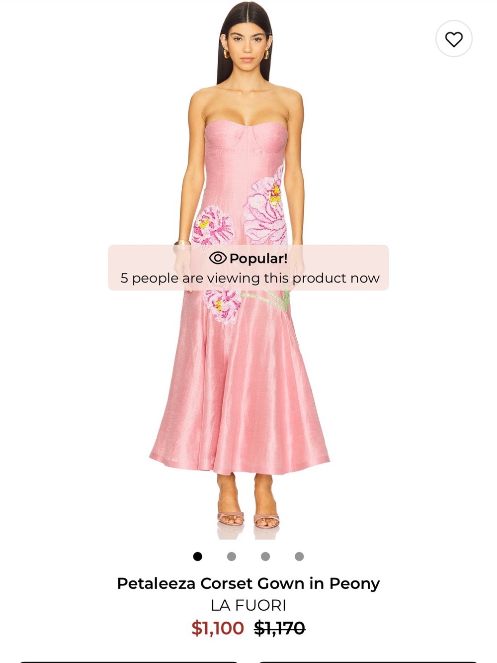 LA FUORI Petaleeza Corset Gown. Pink Strapless Embroidered Corset Midi Dress